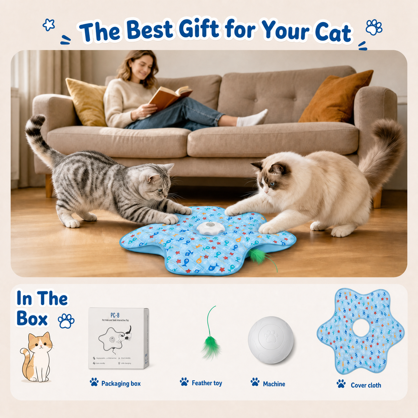 Smart Interactive Feather Cat Toy โ Relieves Boredom and Encourages Active Play