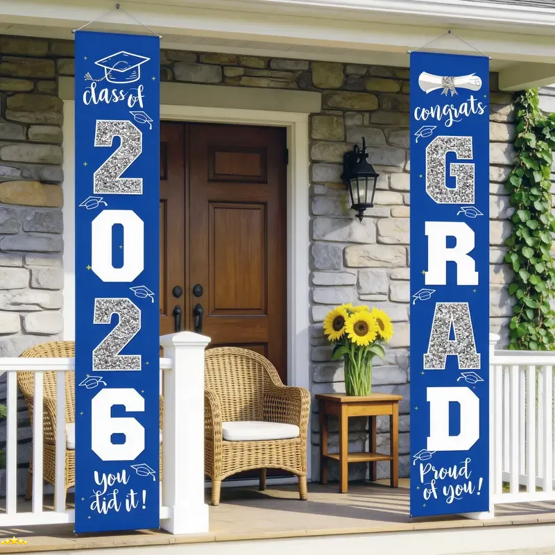 🔥LAST DAY 50% OFF - 🎓Class of 2026 Graduation Banner | Congrats Grad Front Door Porch Decor for Graduation Party