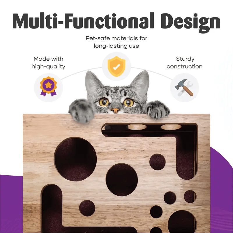 🎁😻 Cat Scratch Puzzle Enrichment Box Stress-Free Nail Care Without Clippers or Grinders 1