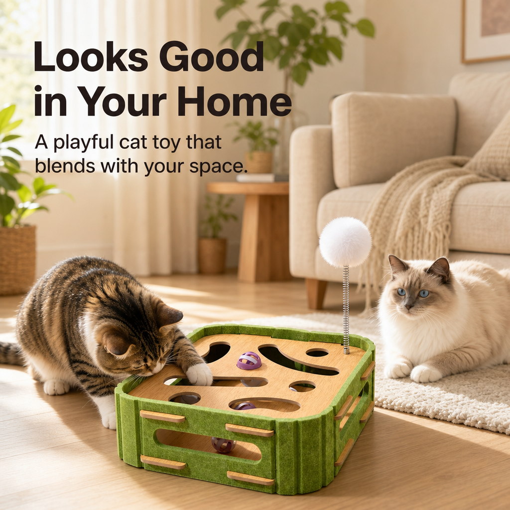 🔥 50% OFF 🐱 Interactive Cat Hide-and-Seek Toy Box with Felt Scratcher