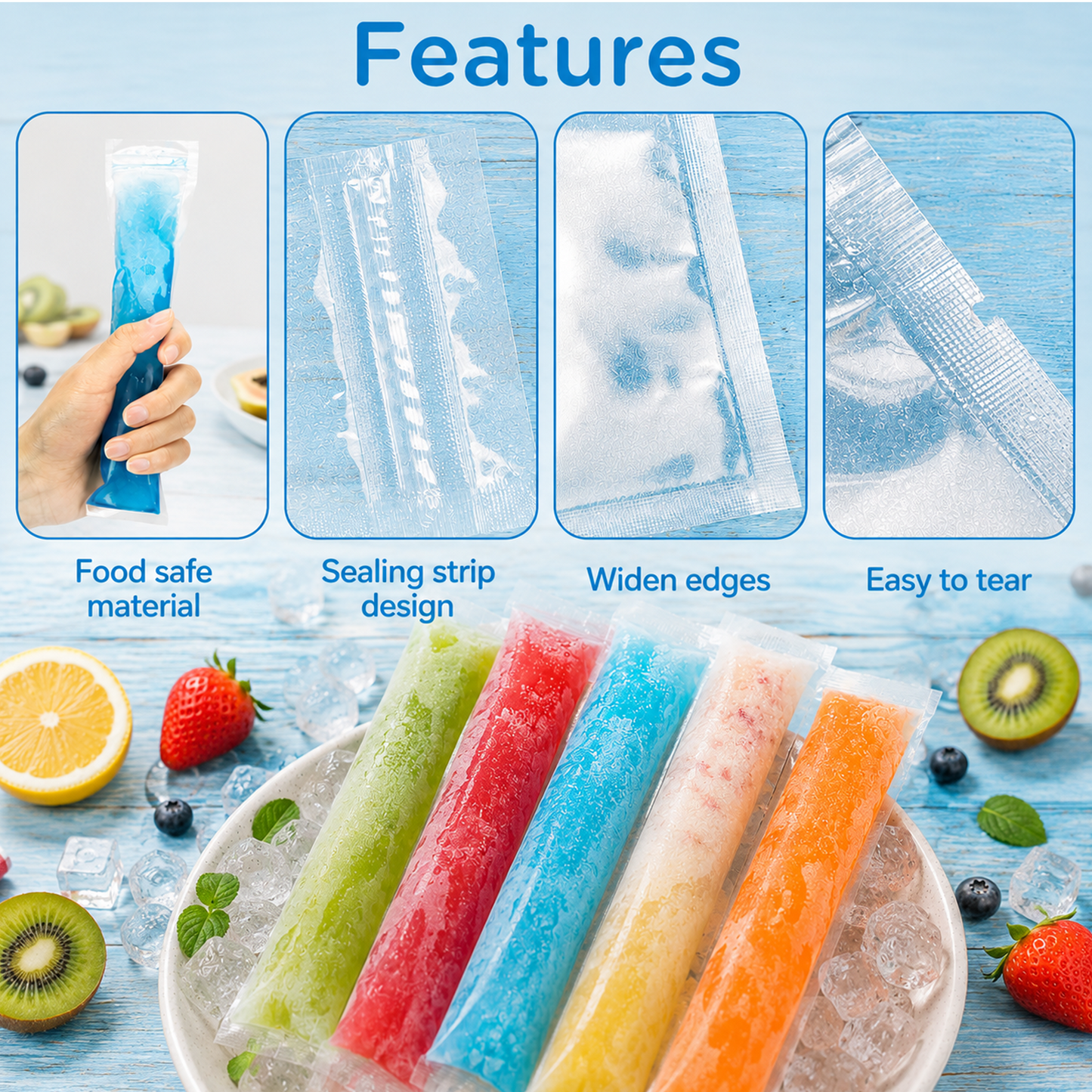🧊 DIY Disposable Ice Pop Bags Homemade ice lolly Bags with Silicone Funnel