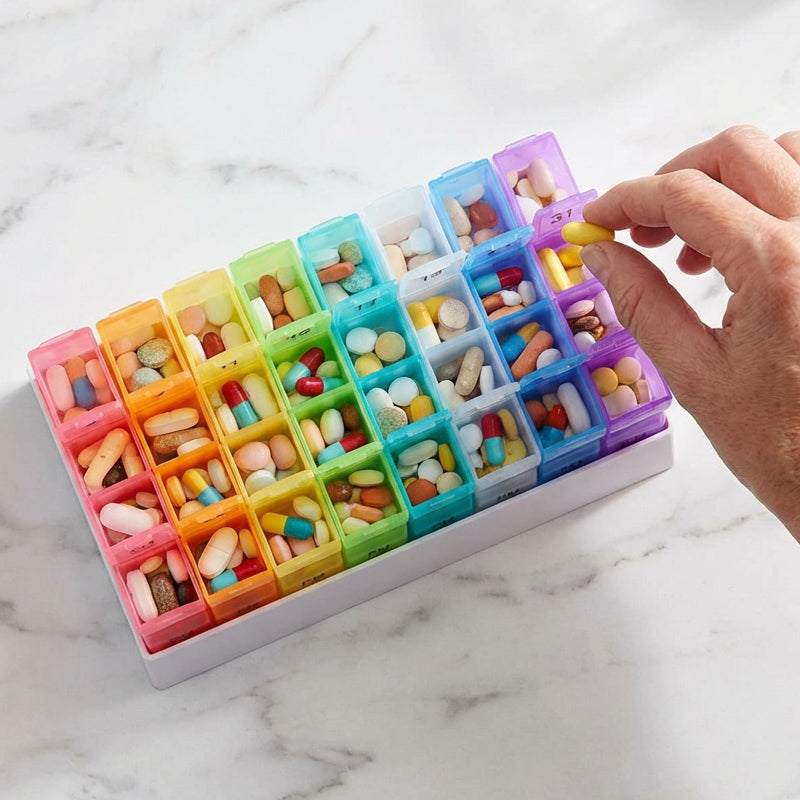 🔥New Hot Selling❤️‍🔥 Portable 31-Day Monthly Pill Organizer