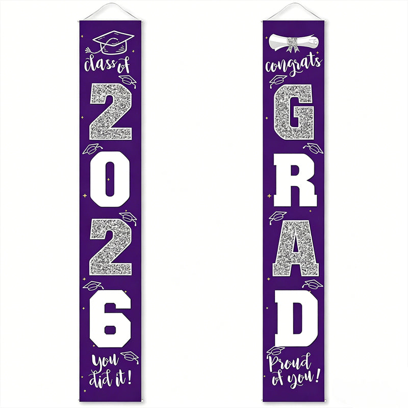 🔥LAST DAY 50% OFF - 🎓Class of 2026 Graduation Banner | Congrats Grad Front Door Porch Decor for Graduation Party