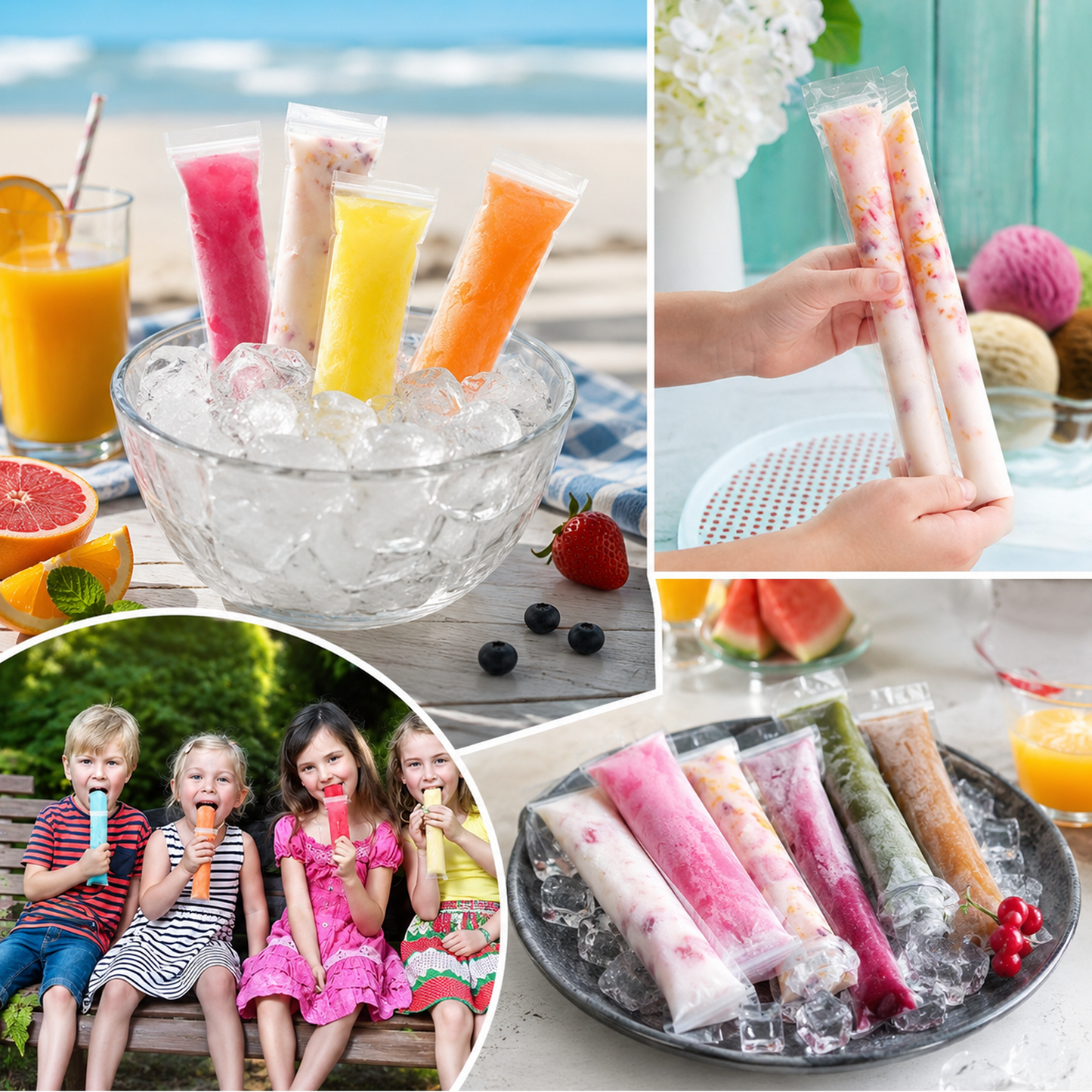 🧊 DIY Disposable Ice Pop Bags Homemade ice lolly Bags with Silicone Funnel