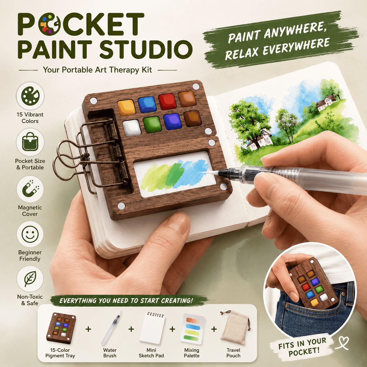 Pocket Paint Studio - Mini Watercolor Kit