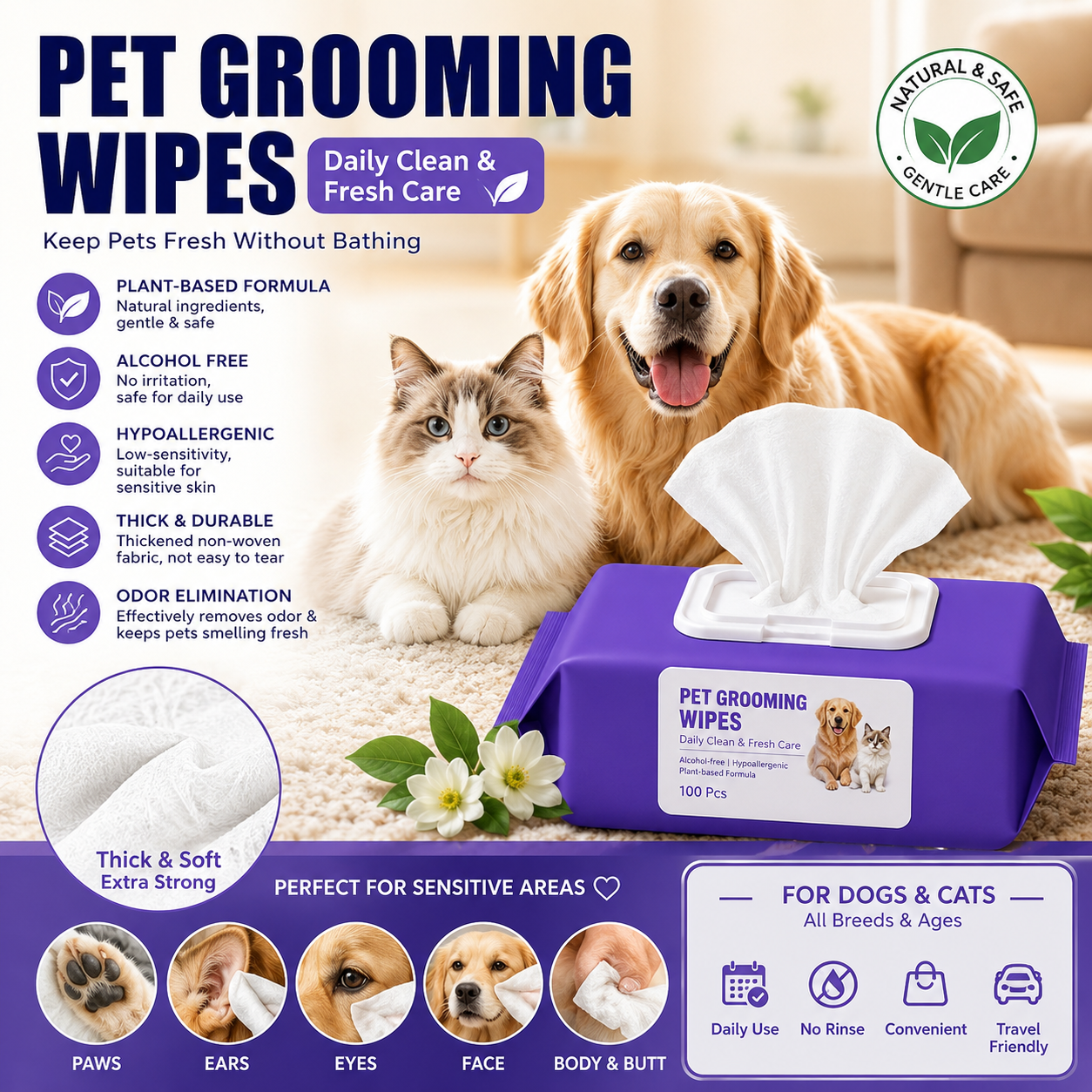 PET Disposable Grooming Wipes