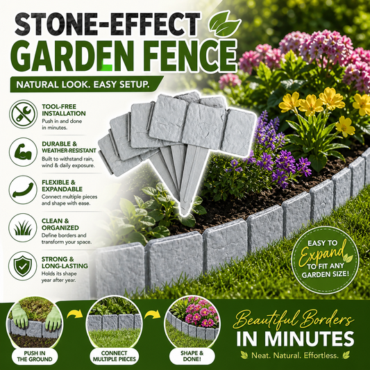 🌻Stone-effect garden fence🌻High-quality, durable simulated stone garden fence