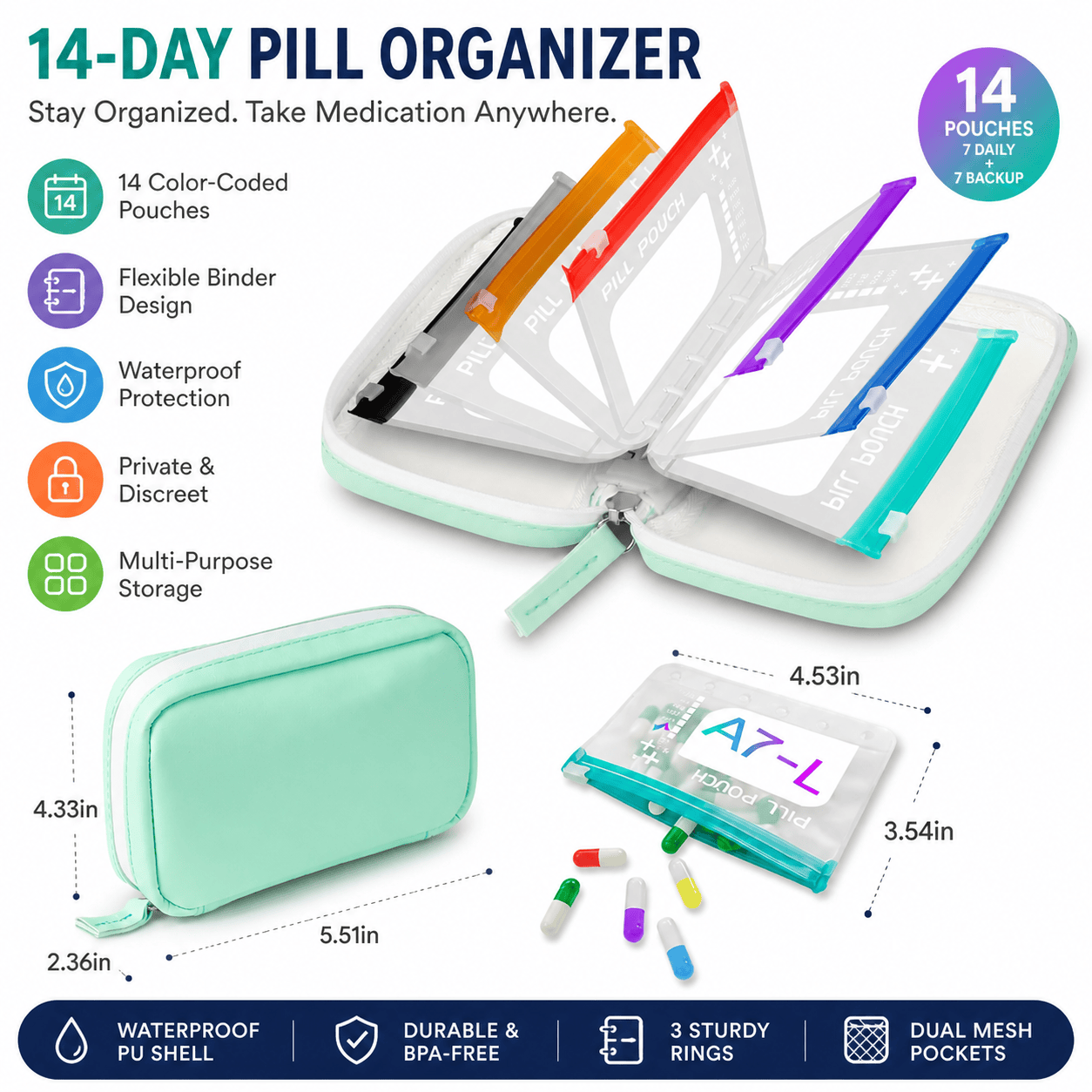 🏆Flash Sale⚡ 50K+ HAPPY CUSTOMERS! Waterproof Pill Pouch Set-14Pcs Bags Inside