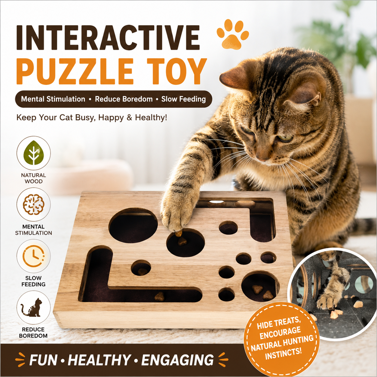 🎁😻 Cat Scratch Puzzle Enrichment Box Stress-Free Nail Care Without Clippers or Grinders 1