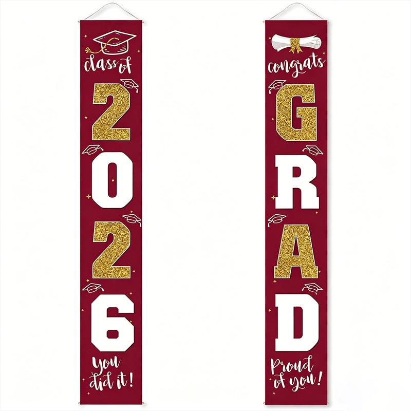 🔥LAST DAY 50% OFF - 🎓Class of 2026 Graduation Banner | Congrats Grad Front Door Porch Decor for Graduation Party
