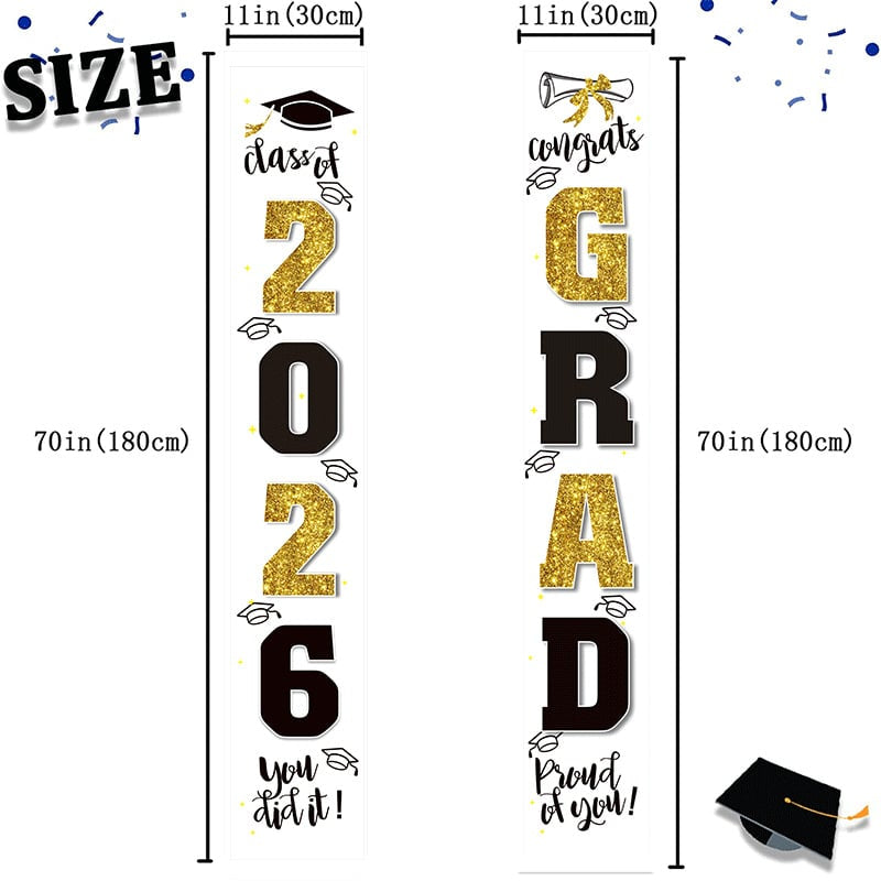 🔥LAST DAY 50% OFF - 🎓Class of 2026 Graduation Banner | Congrats Grad Front Door Porch Decor for Graduation Party