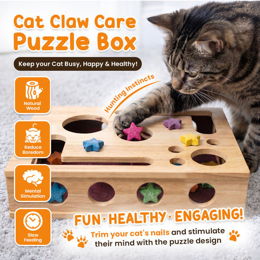 Cat Claw Care Puzzle Box – Easy, Stress-Free Nail Care Without Clippers or Noisy Grinders